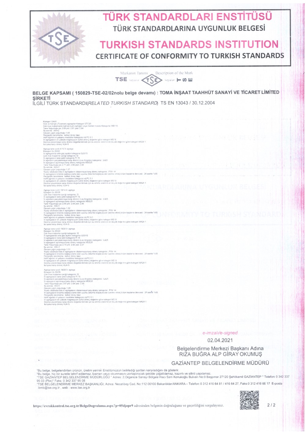 Cys Yapı | TSE 13043 - 2